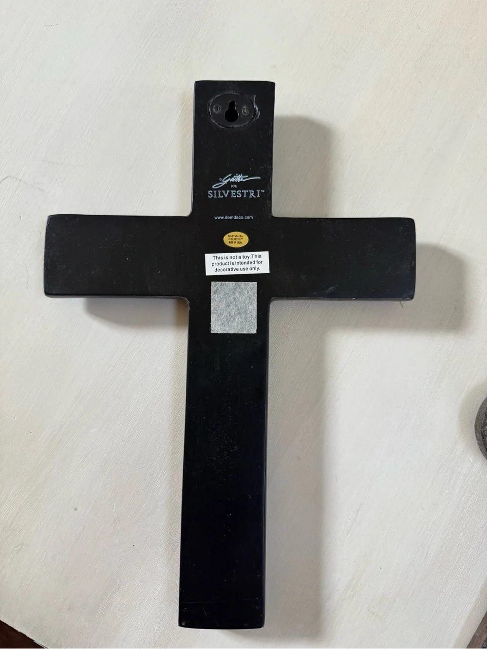 Ornate Brown and Silver Decorative Wall Cross and bronze colored ceramic cross